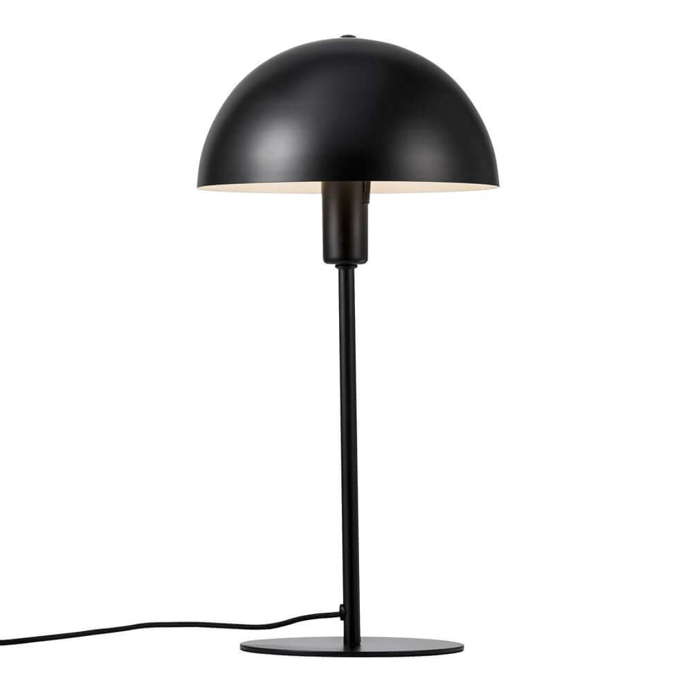 Tischleuchte Ellen Schwarz mit minimalistischem skandinavischem Design und elegantem, runden Schirm.
