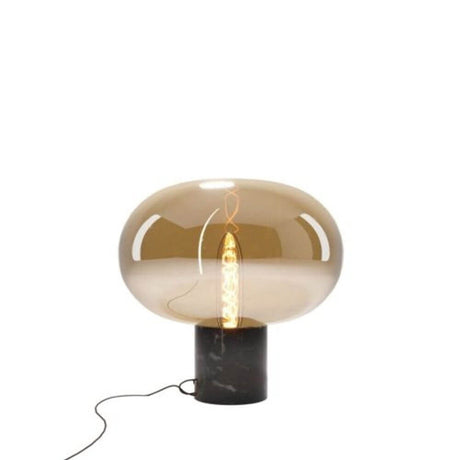 Moonstone Marble table lamp Ø 45cm with amber glass and black marble base in retro style.