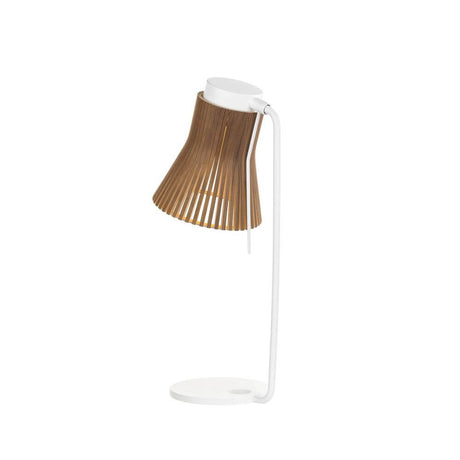 Petite 4620 wooden table lamp 56 cm with a decorative wooden shade and pivoting light.