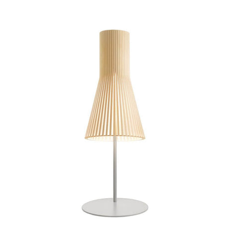 Secto 4220 table lamp made of wood, 75 cm, with birch slats and a silver base.