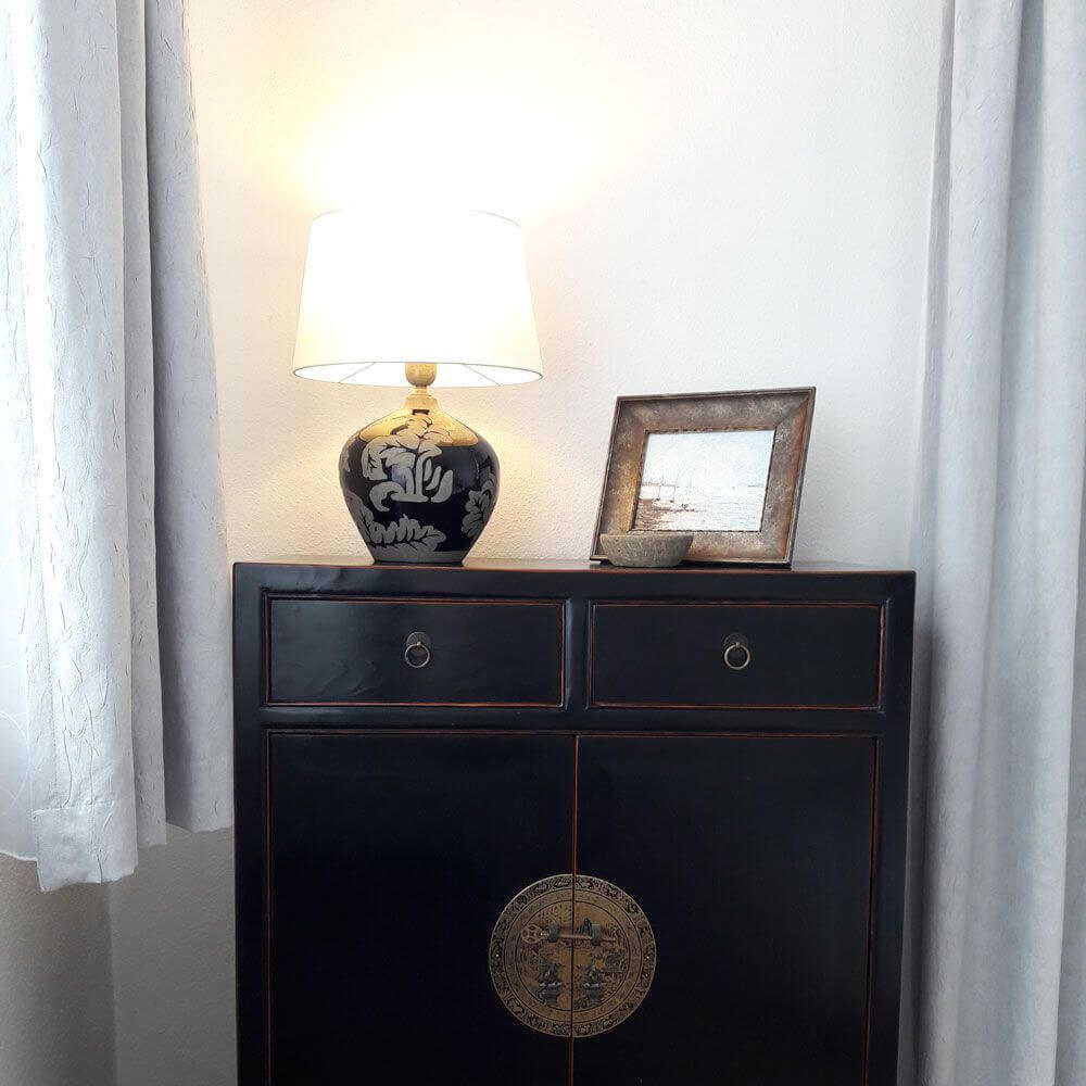 Lampa stołowa toulouse 42 cm ceramiczna, czarna i błotna