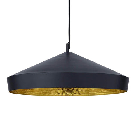 Tom Dixon Beat Flat LED Pendellampe Schwarz, Goldfarben, minimalistische Pendelleuchte aus massivem Messing.