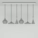 Tom Dixon Beat Range Pendellampe in Grau, 6er Set mit unterschiedlichen Designs für dramatische Beleuchtung.