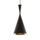 Tom Dixon Beat Tall LED Hängelampe Ø 19cm mit schwarzer Patina und goldener Innenseite.