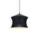 Tom Dixon Beat Waist LED Pendelleuchte Schwarz, Goldfarben über einer weißen Wand hängend.