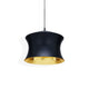 Tom Dixon Beat Waist LED Pendelleuchte Schwarz, Goldfarben anmutig im Raum schwebend.