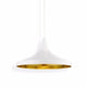 Tom Dixon Beat Wide Hängeleuchte in Weiß mit goldener Innenseite, Ø 36cm, elegantes Design für jeden Raum.