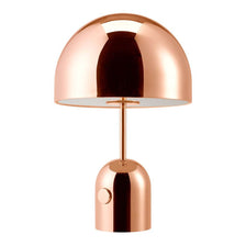Tom Dixon Bell Tischleuchte mit Drehdimmer in glänzendem Kupfer, elegantes Design mit integriertem Dimmer.