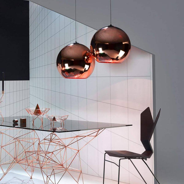 Tom Dixon Copper Round Pendelleuchte Kugel mit hochreflektierender Kupferoberfläche, modernes Design
