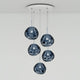 Tom Dixon Melt Mini LED Pendellampe mit 5 schmelzenden Glaskugeln in Schwarz, modernes Design, hypnotisches Licht.