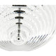 Transparente Press Cone Glas-Pendelleuchte mit geripptem Design und reflektierenden Oberflächen für ansprechende Lichtmuster.