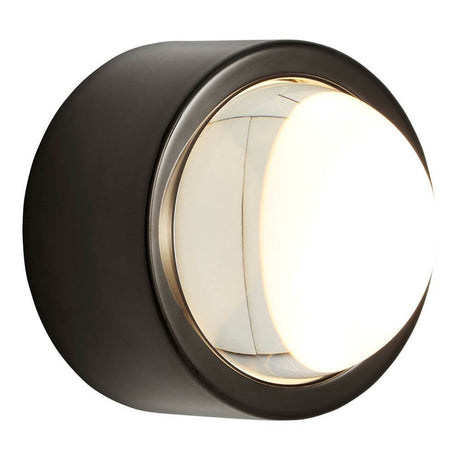 Tom Dixon Spot Wandleuchte mit Glaslinse in mattem Schwarz und dicker Glaslinse, ideal für Wand- oder Deckeneinsatz.