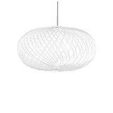 Tom Dixon Spring LED Hängelampe, ausziehbare Design-Pendelleuchte aus Edelstahlstreifen in Weiß.