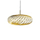Tom Dixon Spring LED Hängelampe ausziehbar, moderne Pendelleuchte aus Edelstahlstreifen in Gold.