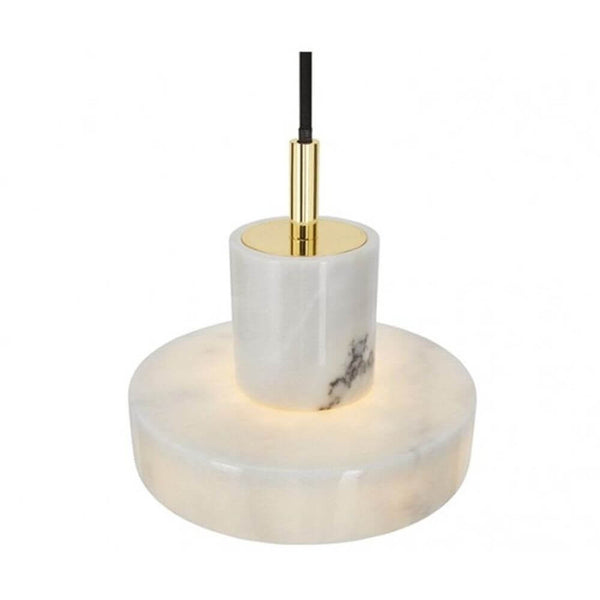 Tom Dixon Stone Pendellampe aus Marmor aus weißem Morwad-Marmor mit goldfarbenem Akzent