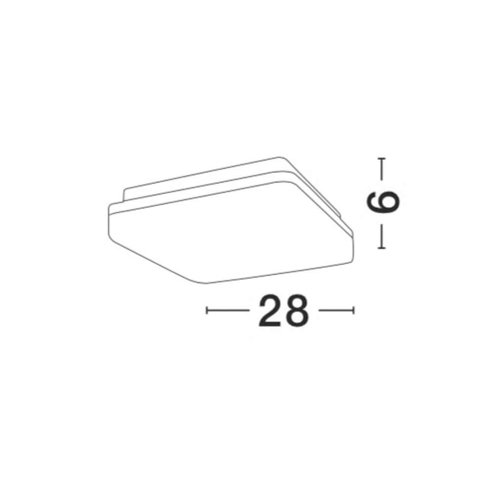 Tommy LED Außenwandleuchte Quadratisch 3000K Dunkelgrau IP54 technische Zeichnung mit Abmessungen 28x28x9 cm