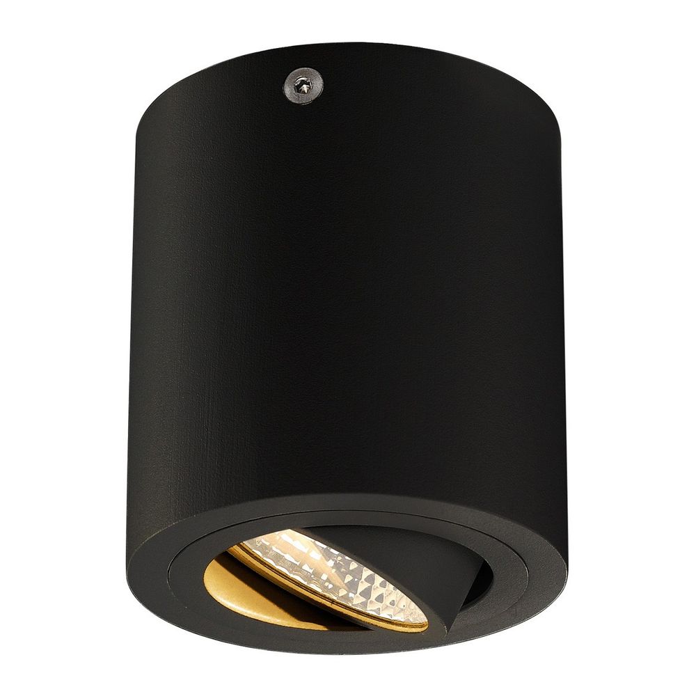 Dreh- und schwenkbares Triledo Round CL LED Downlight in Schwarz mit goldfarbener Leuchte. Effiziente 6,2W COB LEDs.