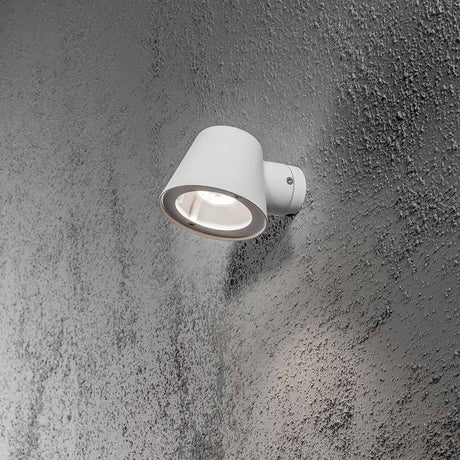 Trieste outdoor wall light white, clear acrylic glass, reflector mounted on a wall.