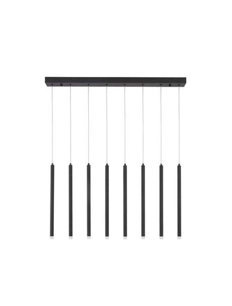 Trimle LED 8-pære 3000K pendel i moderne design med sorte lysarme.