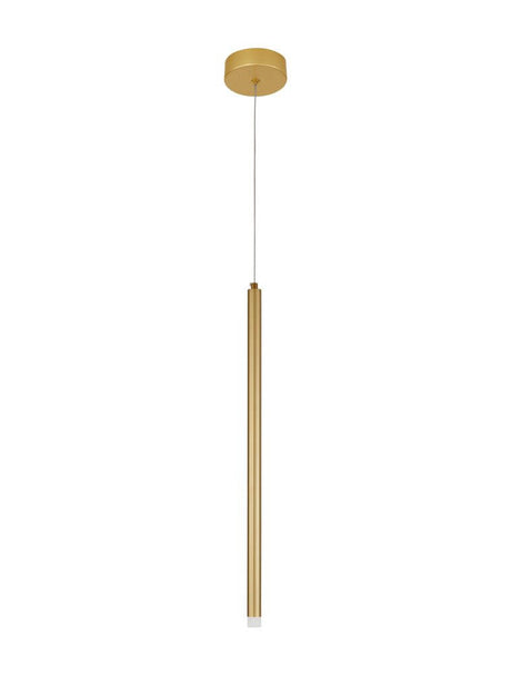 Alt Tag : Trimle LED suspension H 50 cm Ø 2,5 cm 3000K suspension cylindre dorée délicate idéale au-dessus de la table à manger ou de l’îlot de cuisine