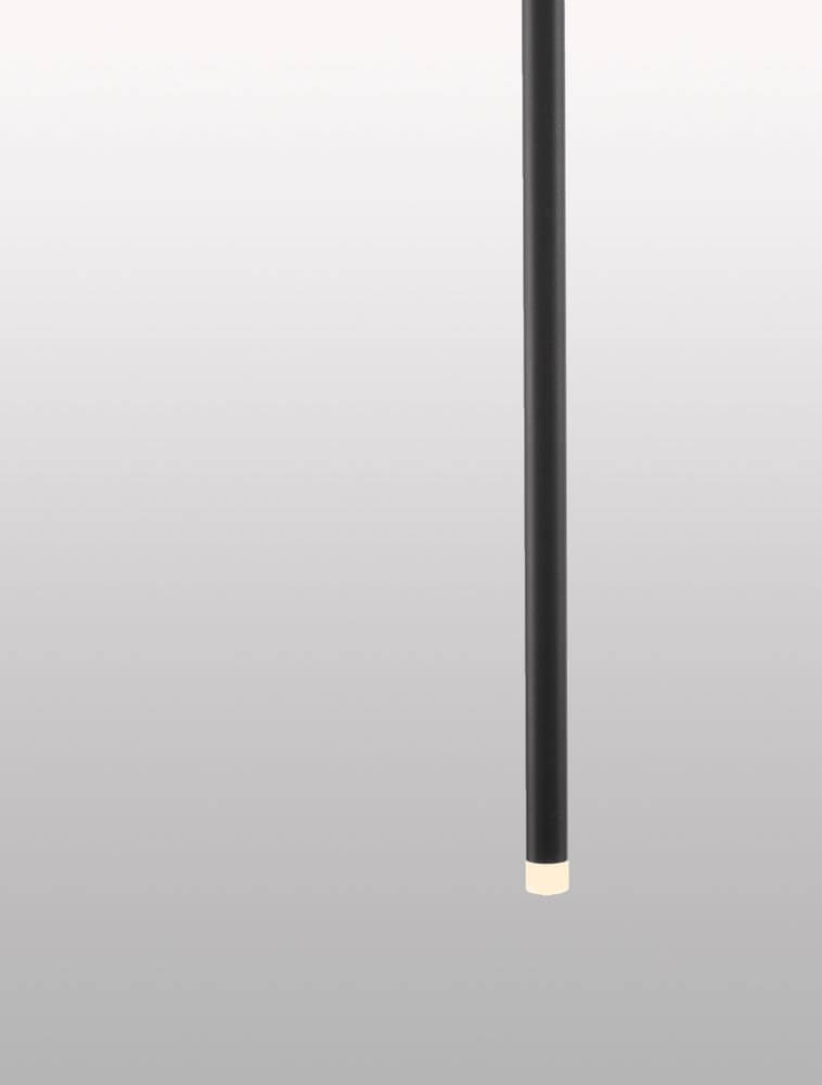 Trimle LED Pendelleuchte H 70cm Ø 2,5cm 3000K, schlichte schwarze Pendelleuchte für stilvolle Interieurs.