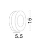 Technische Zeichnung der Tune LED Außenwandleuchte Ø 15cm 3000K IP65 mit Maßen 5.5 x 15cm.