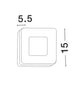 Maßzeichnung der Tune LED Außenwandleuchte Quadratisch 3000K IP65 mit Abmessungen 5,5x15 cm.