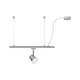 U-Rail Einspeisung 2m Kabel Chrom-Matt mit abgehängter Lampe und flexibler Lichtinstallation.