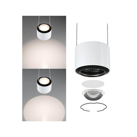 U-Rail LED Pendelleuchte Aldan Weiß, moderne Pendelleuchte mit Lichtaustritt oben und unten