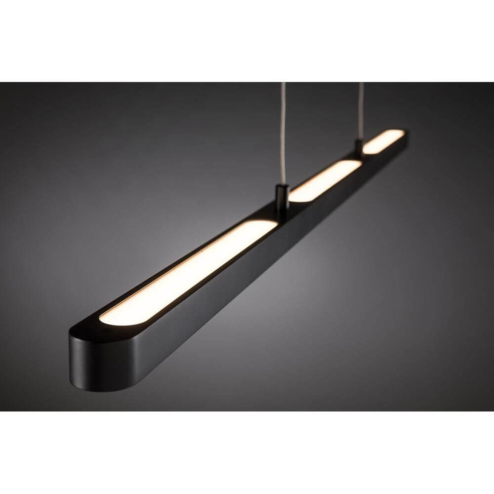 U-Rail LED Pendelleuchte Lento Dimmbar Schwarz-Matt in modernem Design mit warmweißem Licht.