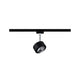 U-Rail LED Schienenspot Aldan Einzelspot Dimmbar Schwarz-Matt, Chrom an einer Schiene montiert.