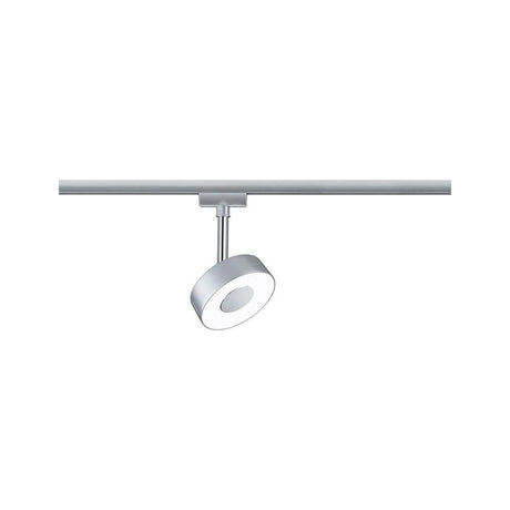 U-Rail LED track spotlight Circle chrome matt dimmable mounted on a track.