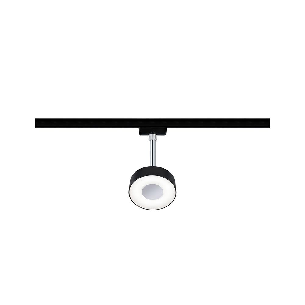 U-Rail LED Schienenspot Circle in Schwarz matt, Chrom, dimmbar mit neutralweißen LEDs für individuelles Lichtsystem.