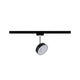 U-Rail LED Schienenspot Circle Einzelspot Dimmbar Schwarz-Matt, Chrom an einer Schiene montiert.