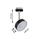 U-Rail LED Schienenspot Circle Einzelspot Dimmbar Schwarz-Matt, Chrom mit Abmessungen 147mm x 50mm x 98mm.