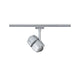 U-Rail LED Schienenspot Oculus Einzelspot Dimmbar Chrom-Matt an einer Schiene montiert.