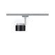U-Rail LED Schienenspot Pane Einzelspot Schwarz, Chrom an einer Schiene montiert.