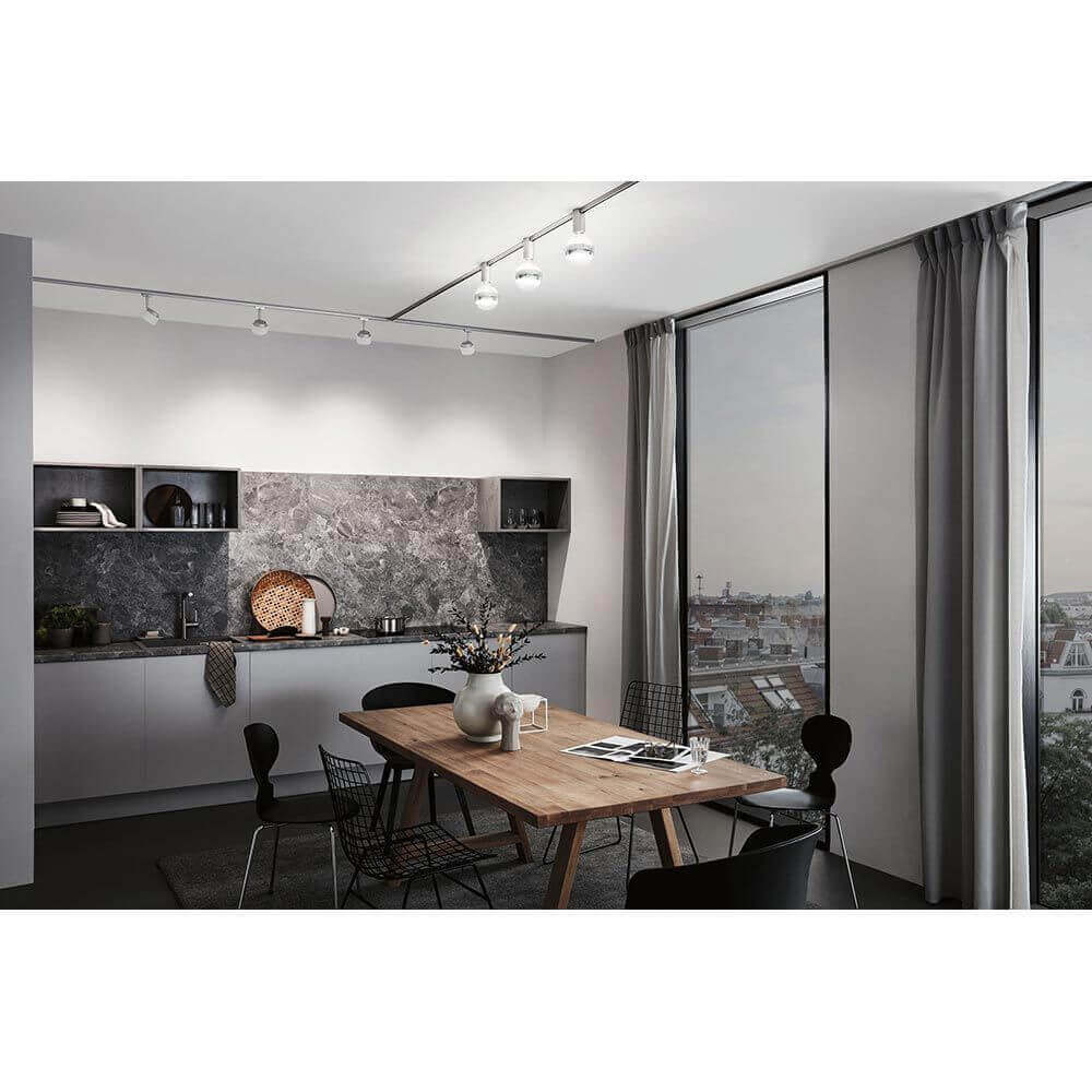 U-Rail LED rail show Pane single spot white, chrome-matt