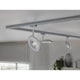U-Rail LED Schienenspot Sphere Strahler Chrom an einer Decke montiert, mit Kugellinse für besondere Lichteffekte.
