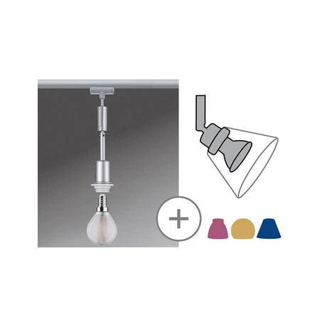 U-Rail Pendelleuchte DecoSystems Chrom-Matt, flexible Pendelleuchte mit Stoffkabel und E14-Leuchtmittel