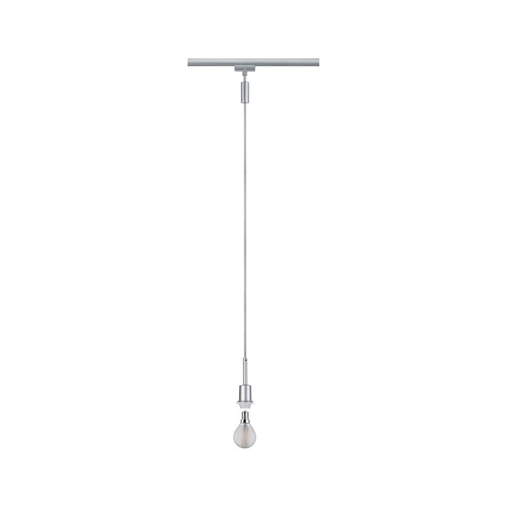 U-Rail Pendelleuchte DecoSystems Chrom-Matt mit Stoffkabel und flexibler Leuchtmittelwahl.
