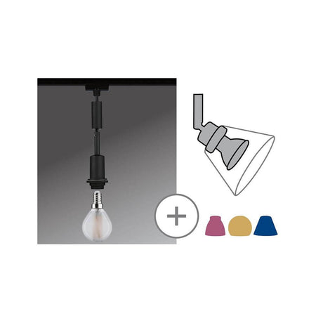U-Rail Pendelleuchte DecoSystems Dimmbar Schwarz-Matt, flexible Schienenpendelleuchte mit E14-Leuchtmittel