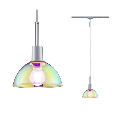 U-Rail Pendelleuchte Sarrasani Dimmbar Chrom-Matt Mehrfarbig, Pendelleuchte mit Dichroic-Glasschirm für URail Schienensystem