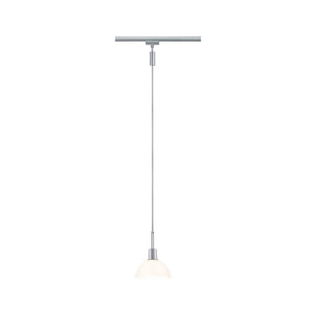 U-Rail Pendelleuchte Sarrasani Dimmbar Chrom-Matt, Opal für URail Schienensystem, elegante Esstischbeleuchtung