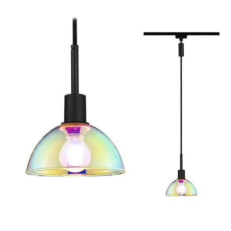 U-Rail pendant light Sarrasani dimmable black matt, multicoloured with a lamp shade that plays with colours.