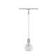 URail Pendelleuchteadapter in Chrom mit Glaslampe und Kabel, elegante Wohnraumbeleuchtung.