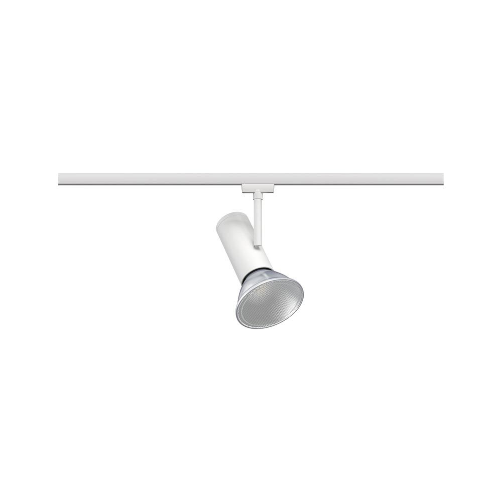 U-Rail Schienenspot Apol in Weiß zur individuellen Beleuchtung von Gängen und Objekten mit E27-Lampe.