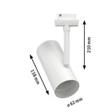 U-Rail Schienenspot Apol Einzelspot in Weiß, Maße: 138mm hoch, 210mm lang, 62mm Durchmesser, flexibel und dekorativ.