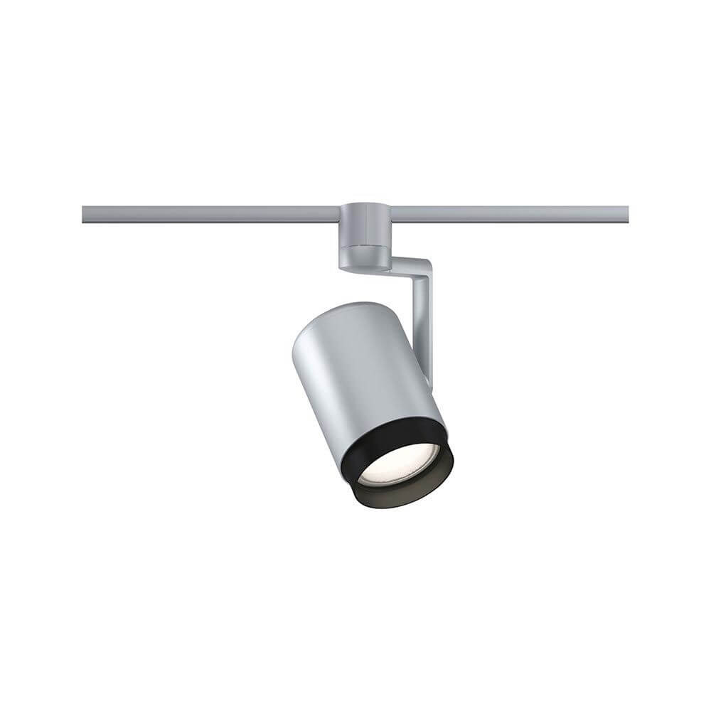 U-Rail Schienenspot Asthene Strahler Chrom an einer Leiste montiert.