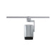 U-Rail Schienenspot Asthene Strahler Chrom auf einer Schiene installiert, modernes Design in Chrom.